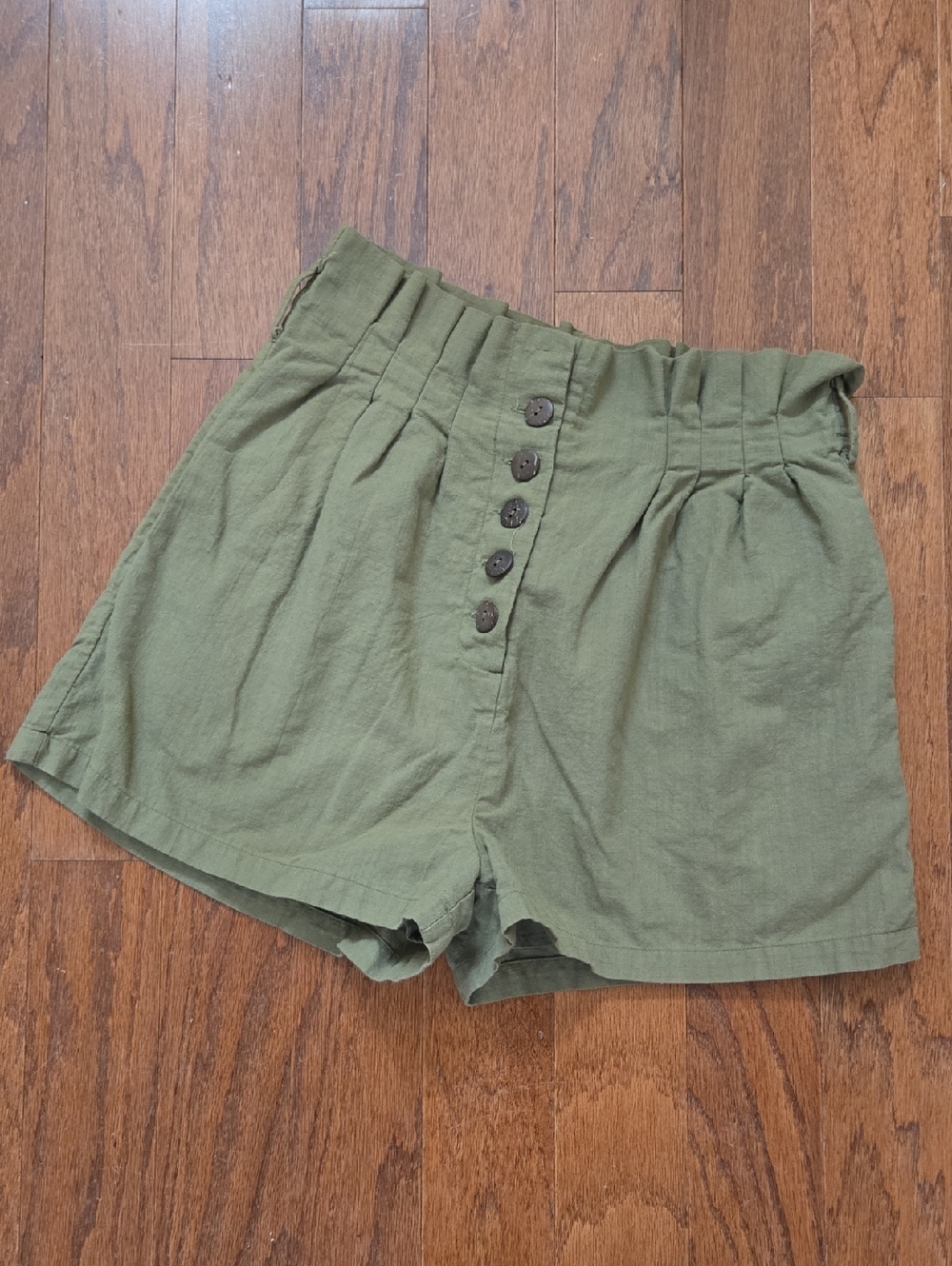 MINKPINK Olive High-Waist Button-Front Shorts
